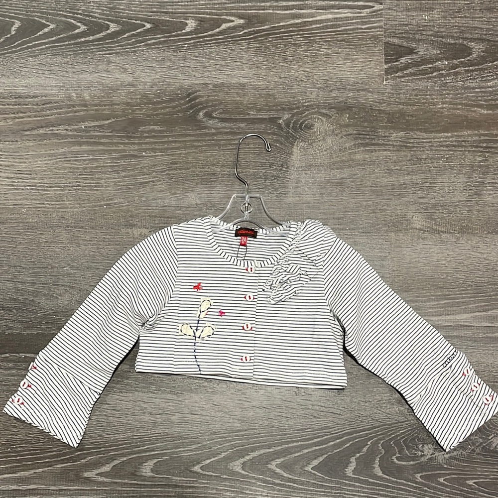 NWT Catamini Girls Navy Striped Button Cardigan Size 2T
